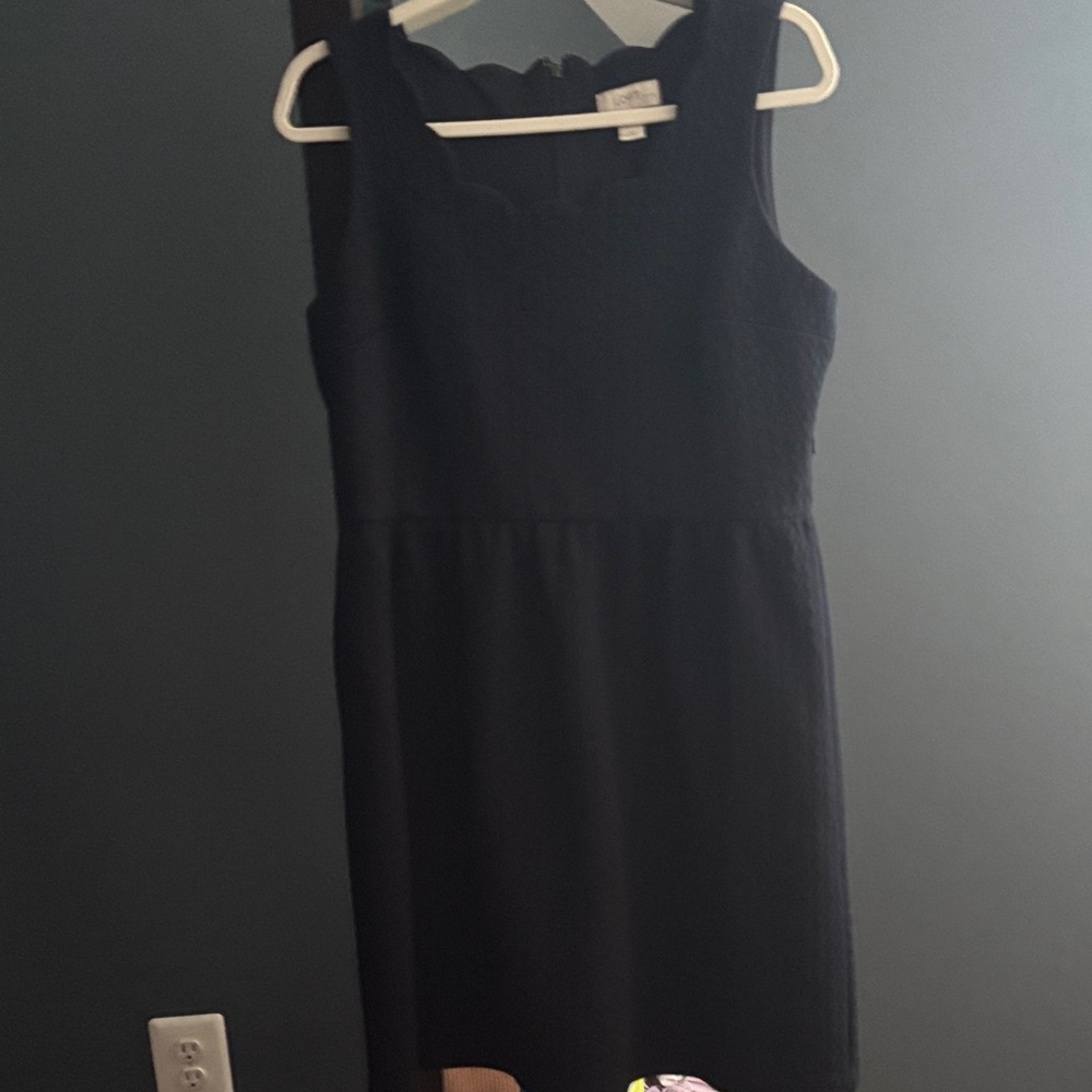 LOFT Black Scalloped Mini Dress